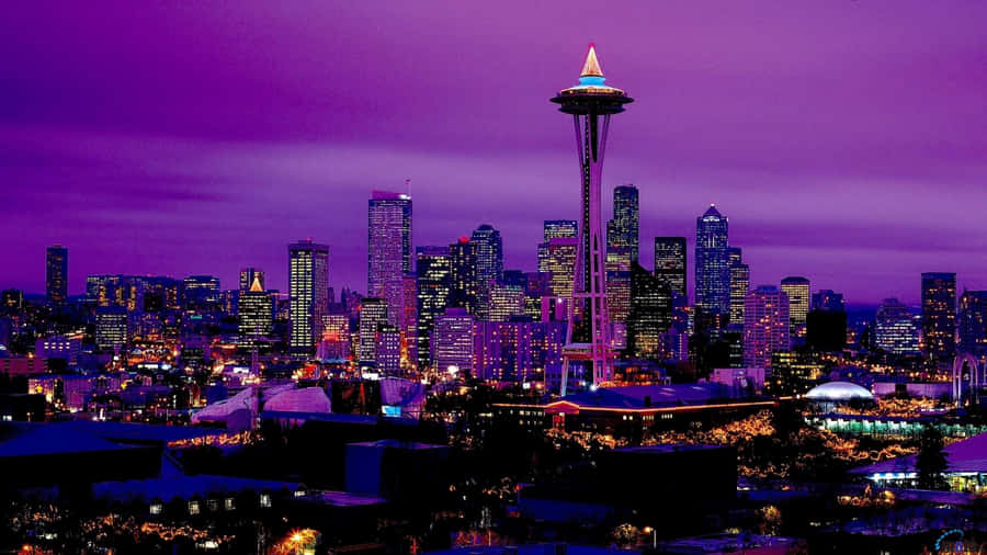Seattle Washington Purple City Wallpaper