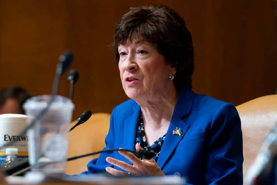 Senator Susan Collins In Blue Suit Wallpaper