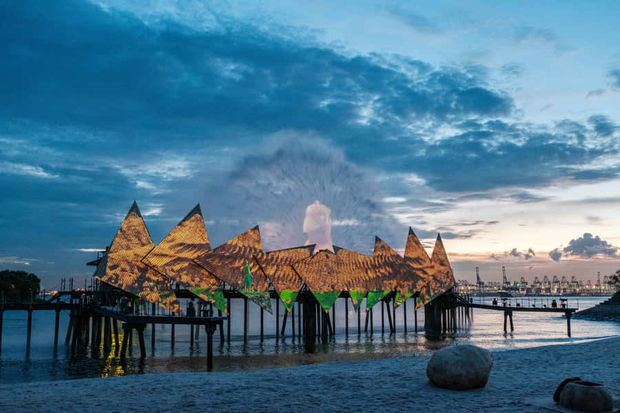 Sentosa Island Sunset Architecture Wallpaper