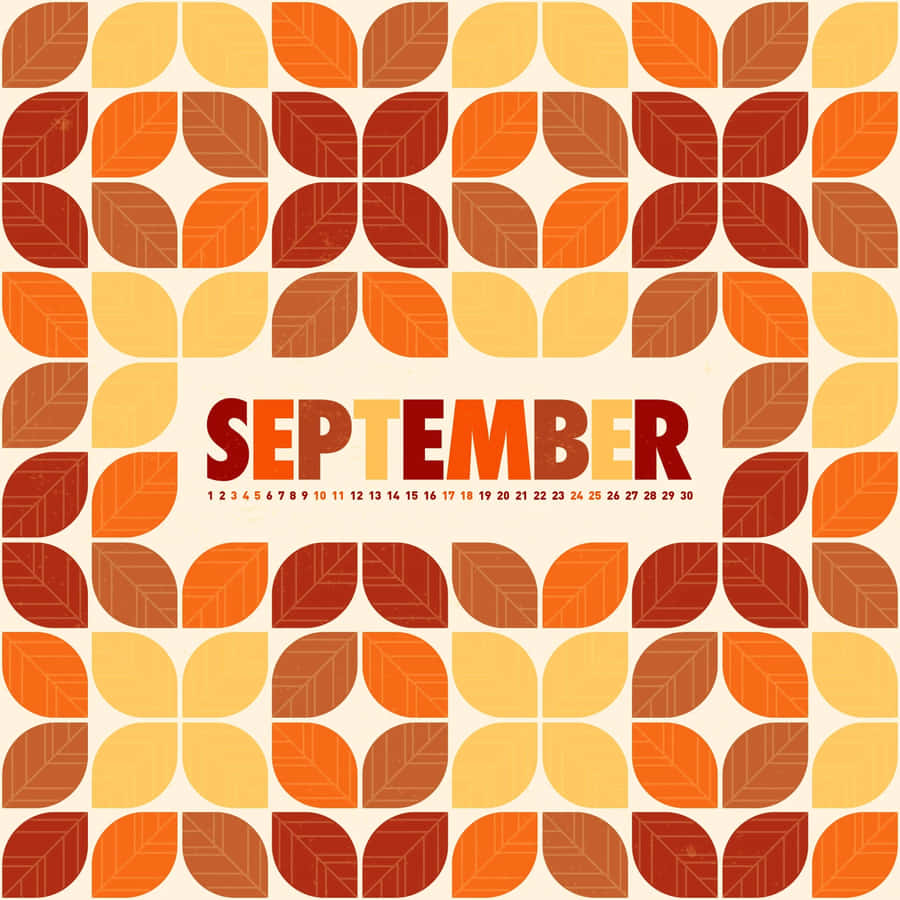 September Desktop Calendar Autumn Leaves Pattern Wallpaper