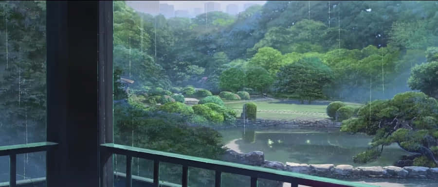 Serene Anime Garden View Wallpaper