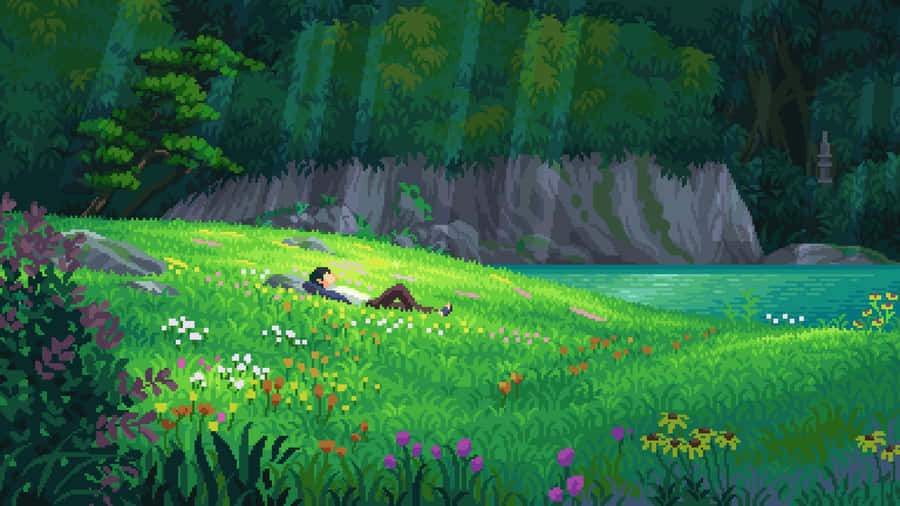 Serene Anime Meadow Scene Wallpaper