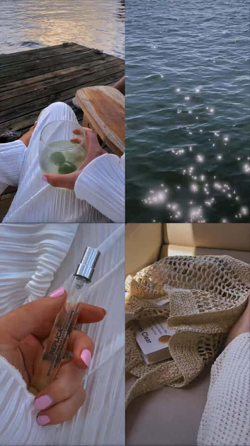 Serene Beachside Moments Collage Wallpaper