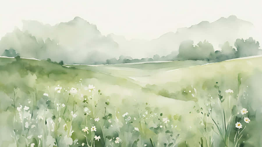 Serene Chinese Watercolor Landscape Wallpaper