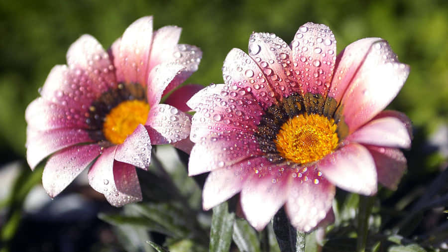 Serene Morning Dew On A Flower Wallpaper