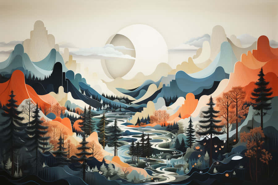 Serene_ River_ Valley_ Mural Wallpaper