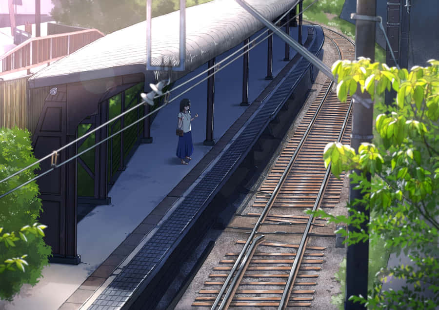 Serene Train Station Morning Wallpaper
