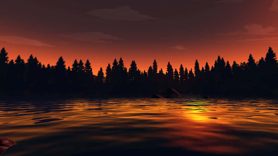 Serene Water At Sunset Wallpaper