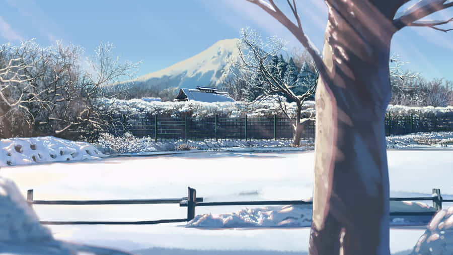 Serene Winter Anime Landscape Wallpaper