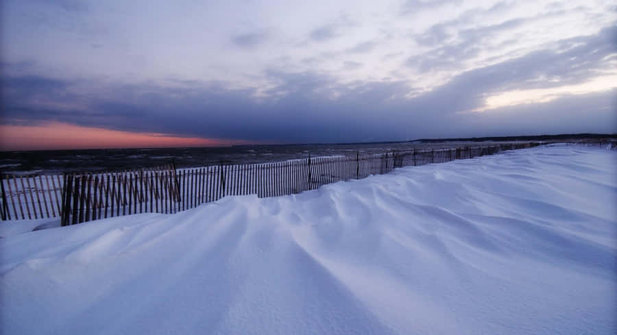 Serene Winter Beach Escape Wallpaper
