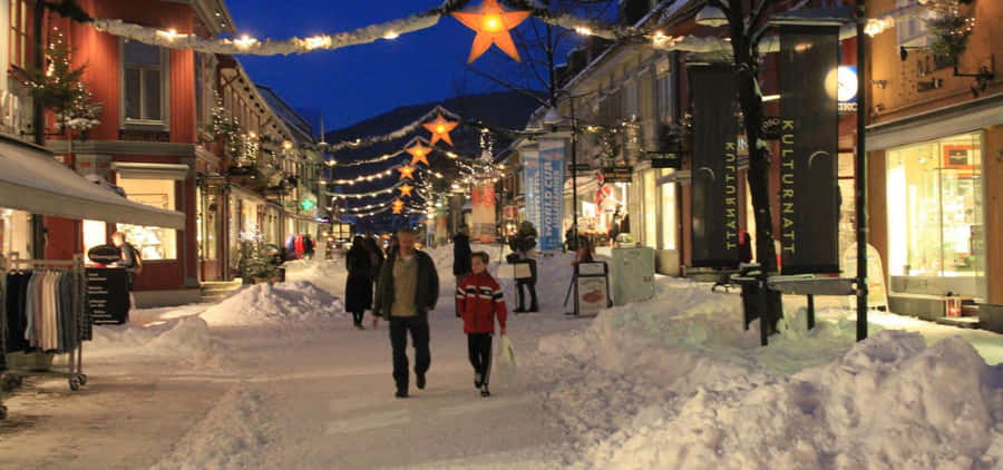 Serene Winter Landscape Of Lillehammer, Norway Wallpaper