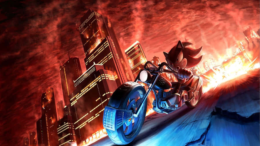 Shadow The Hedgehog On Motorcycle Wallpaper
