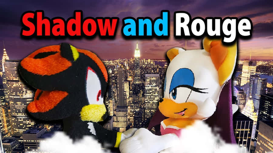 Shadowand Rouge Plushies Nighttime Cityscape Wallpaper