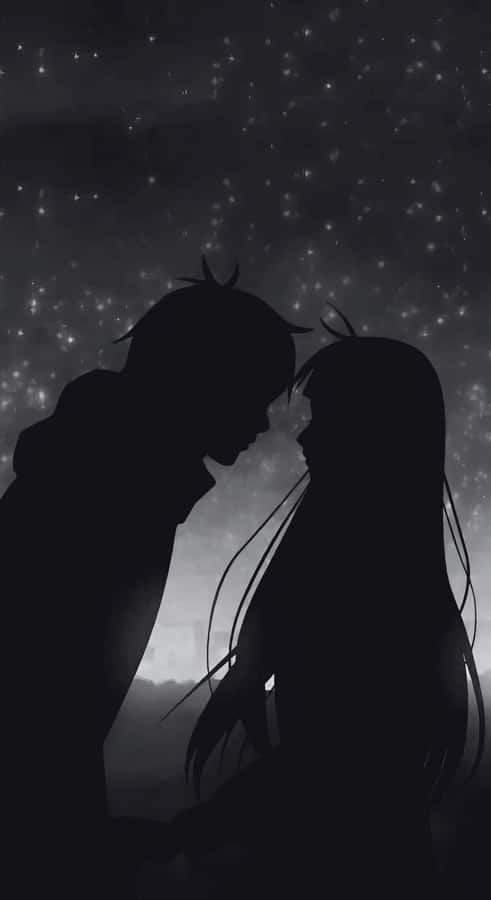Shadowed Lovers Under Starry Night Wallpaper