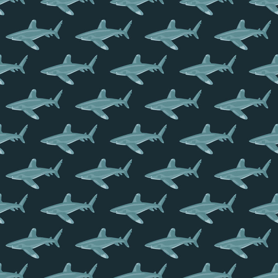 Shark Pattern Dark Sea Background Wallpaper
