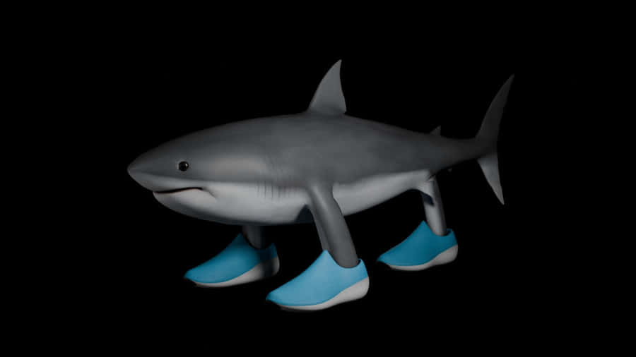 Shark Wearing Blue Sneakers Wallpaper