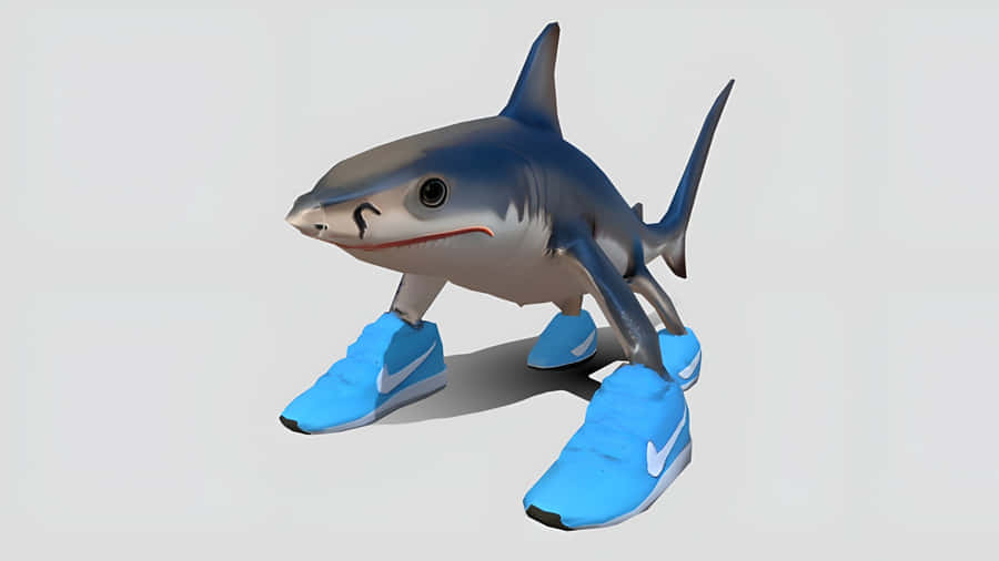 Shark Wearing Blue Sneakers Wallpaper