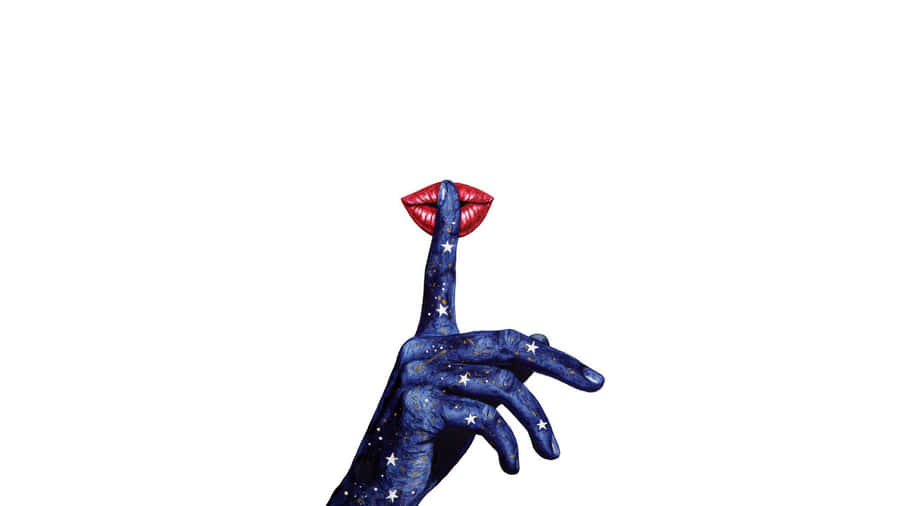 Shhh Gesture With Cosmic Hand Wallpaper