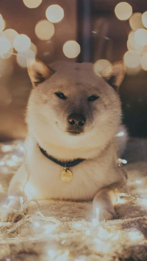 Shiba Inu In Cozy Lights Wallpaper