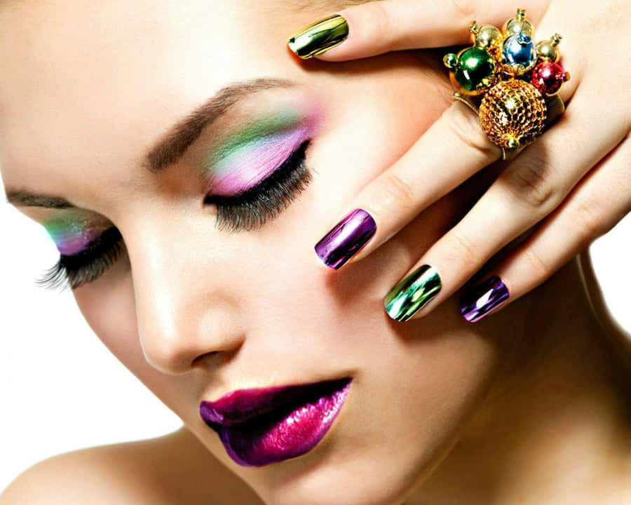 Shine Bright With Purple Nails Wallpaper