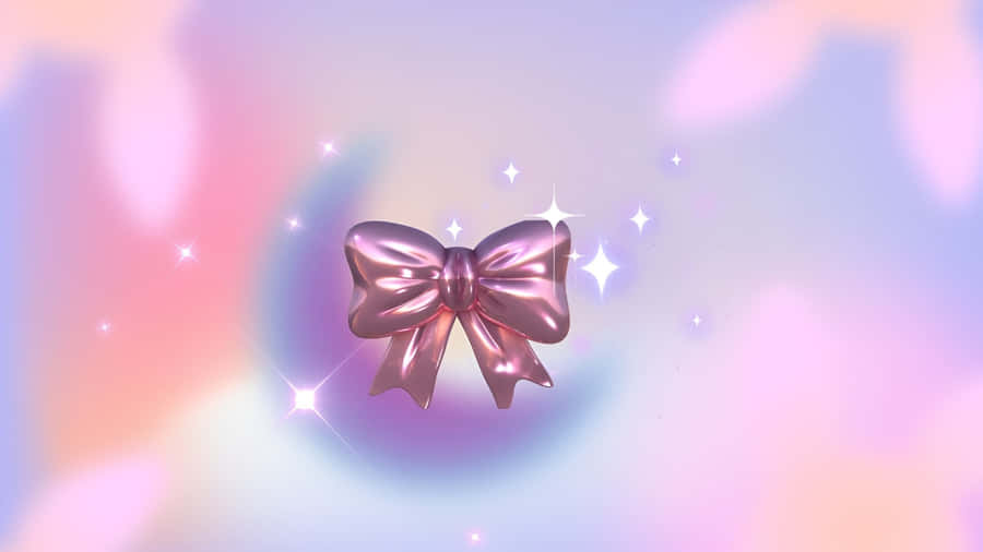 Shiny Pink Aesthetic Bow Wallpaper