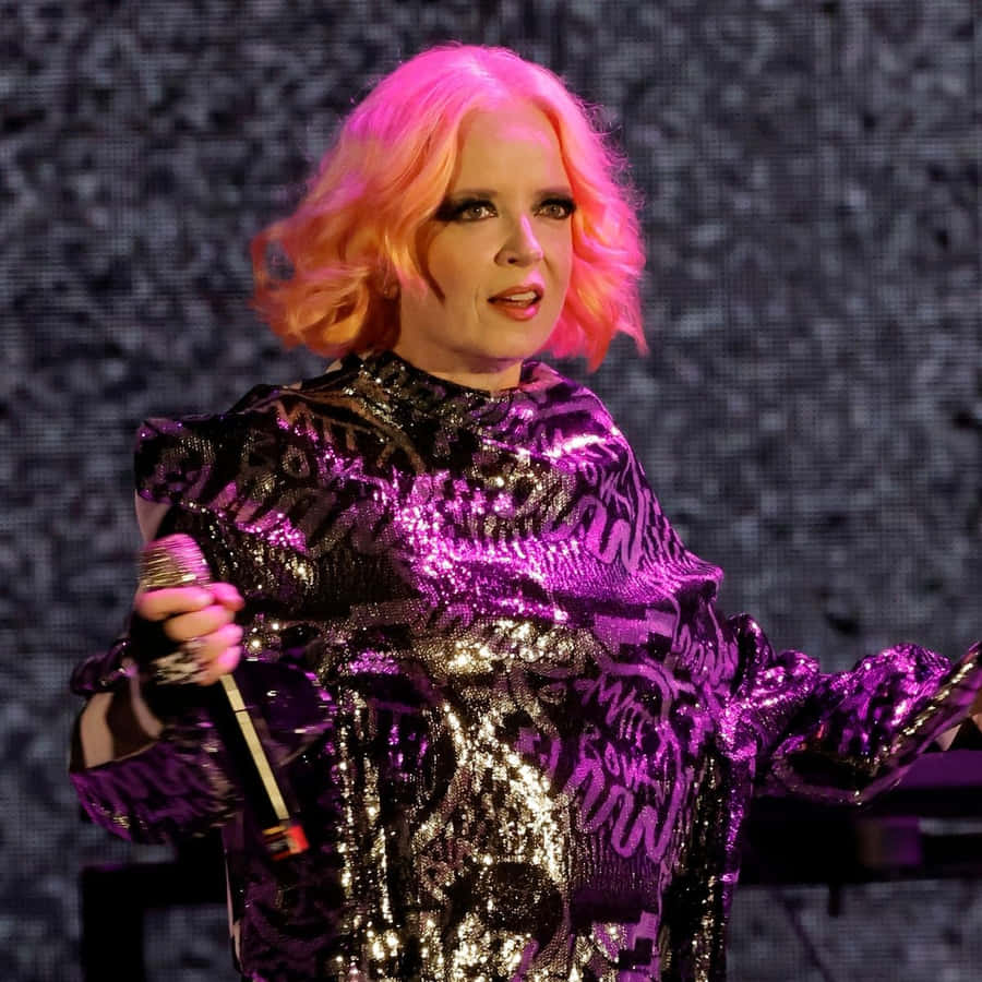 Shirley Manson Captivating Fans During A Live Performance Wallpaper