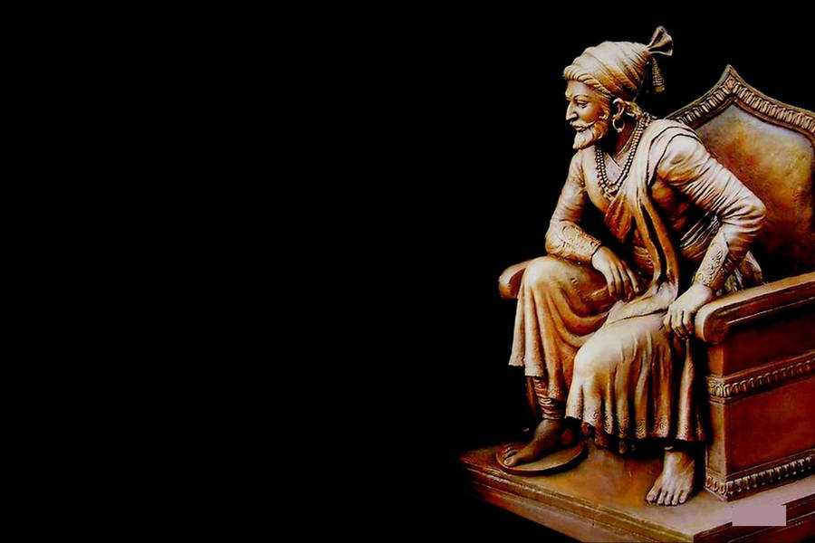 Shivaji Maharaj Statue On Black Background Wallpaper