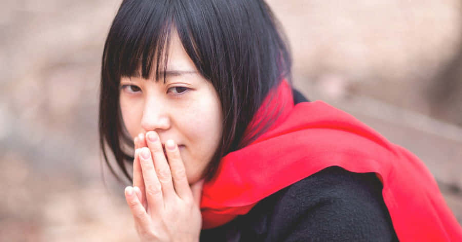 Shivering Woman In Red [wallpaper] Wallpaper