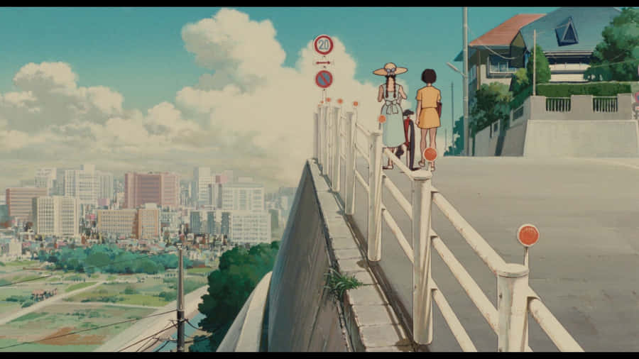 Shizuku And Seiji Exploring The City In Whisper Of The Heart Wallpaper