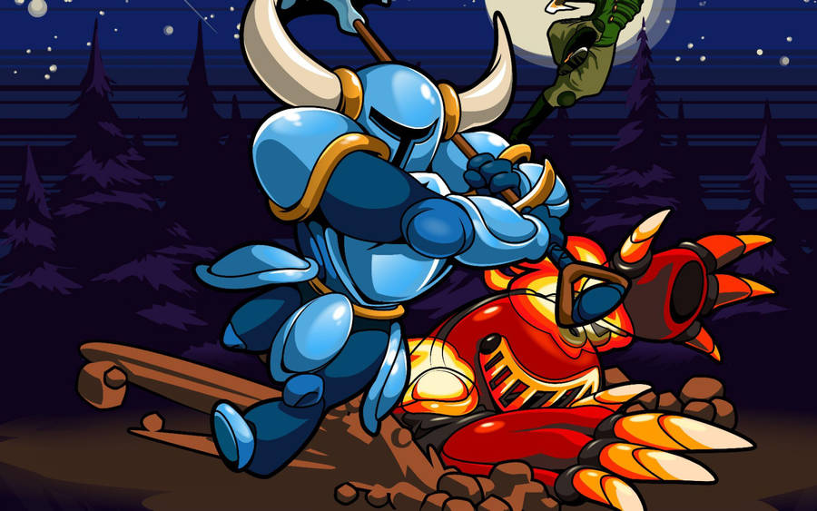 Shovel Knight Fighting Mole Knight Wallpaper
