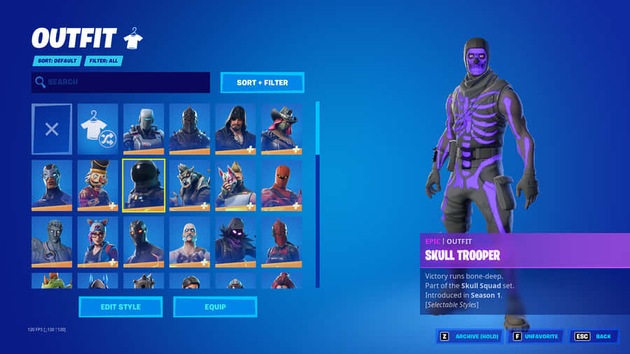 Show Off Your Fashion Sense With The Purple Skull Trooper Aesthetic Wallpaper