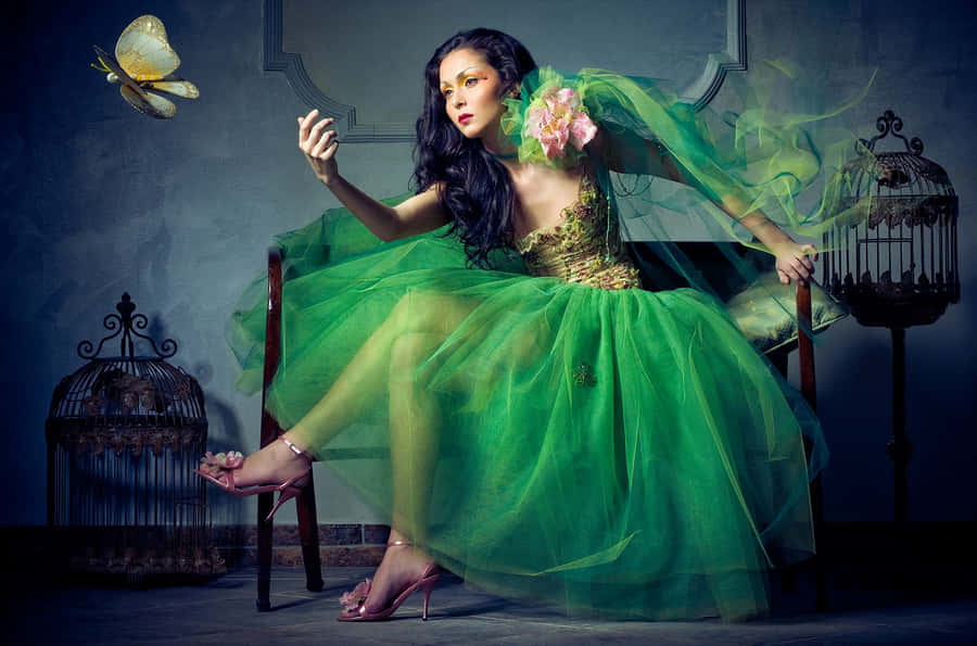 Showcase Your Beauty In This Gorgeous Butterfly Dress Wallpaper