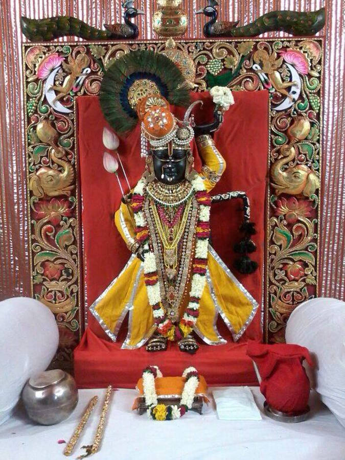 Shrinathji Statue In Red Cloth Wallpaper