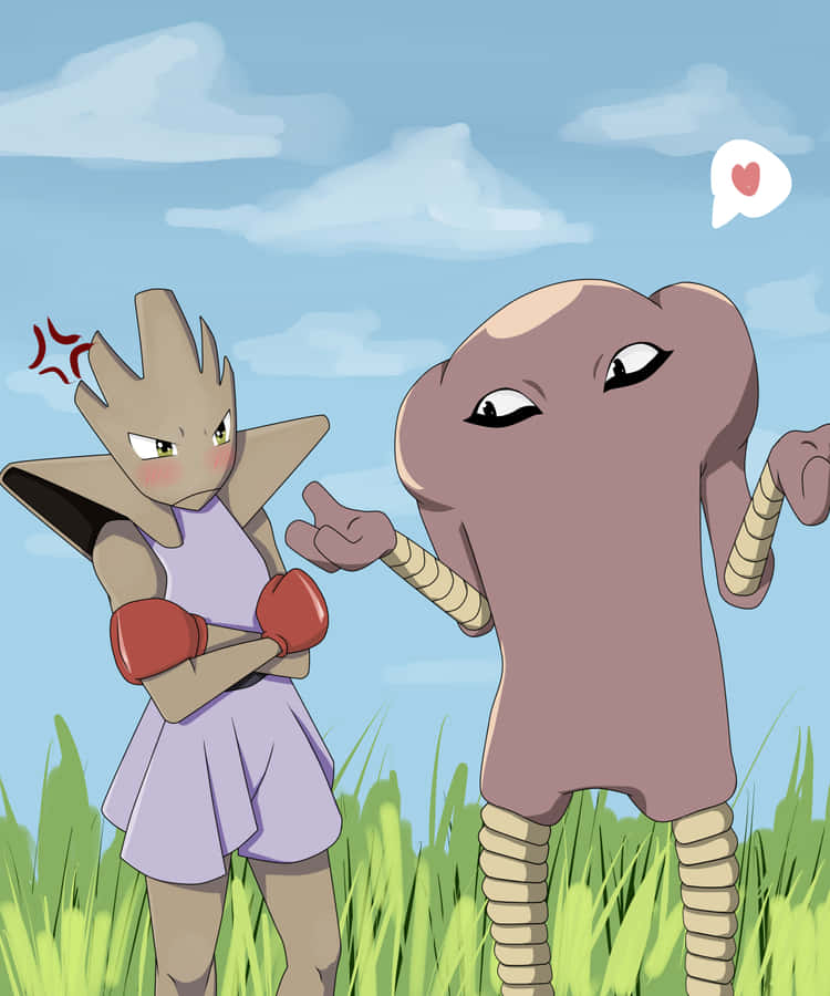 Shrugging Hitmonlee With Annoyed Hitmonchan Wallpaper