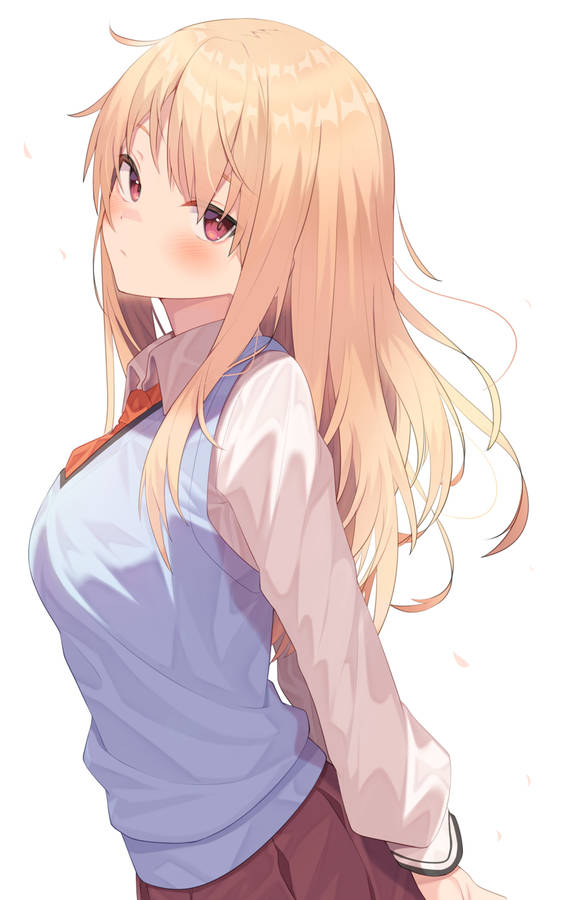 Shy Ecchi School Girl Wallpaper