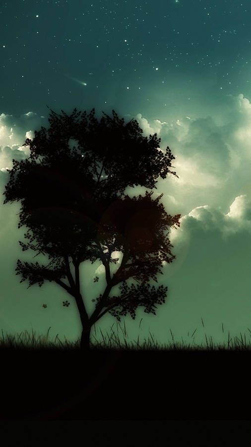 Silhouette Of Cool Dark Tree Wallpaper