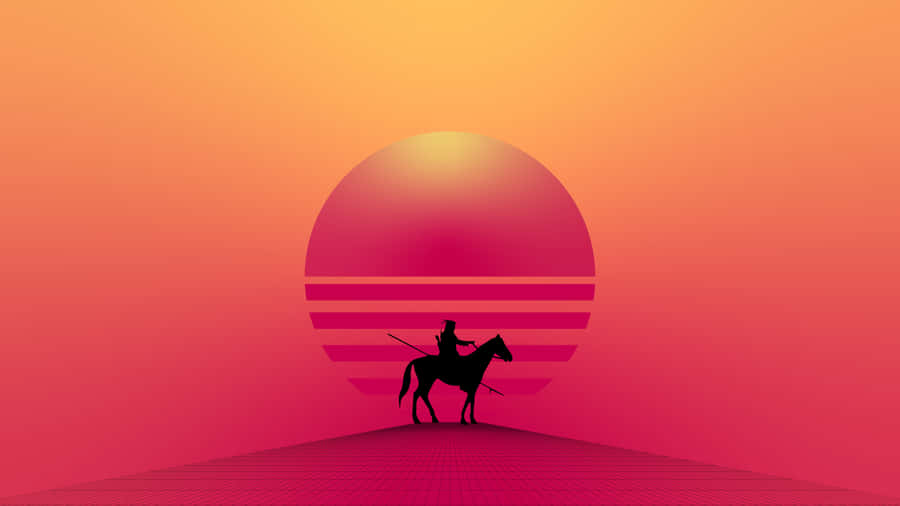 Silhouetted Warriorat Sunset Wallpaper
