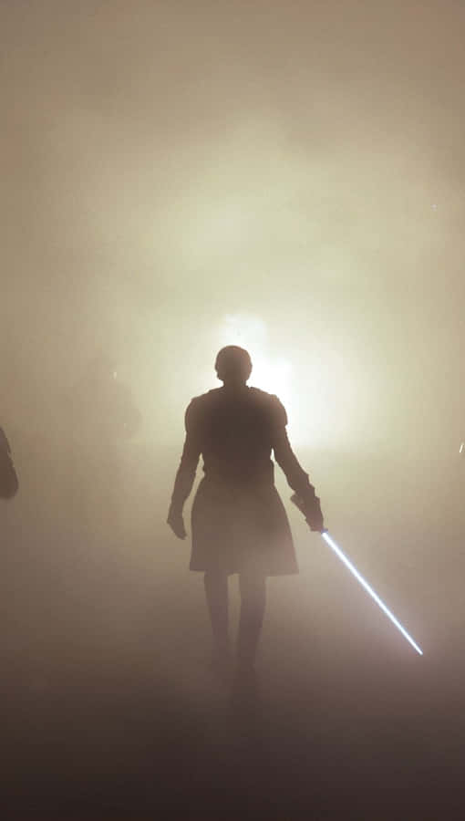 Silhouetteof Jediwith Lightsaber Wallpaper