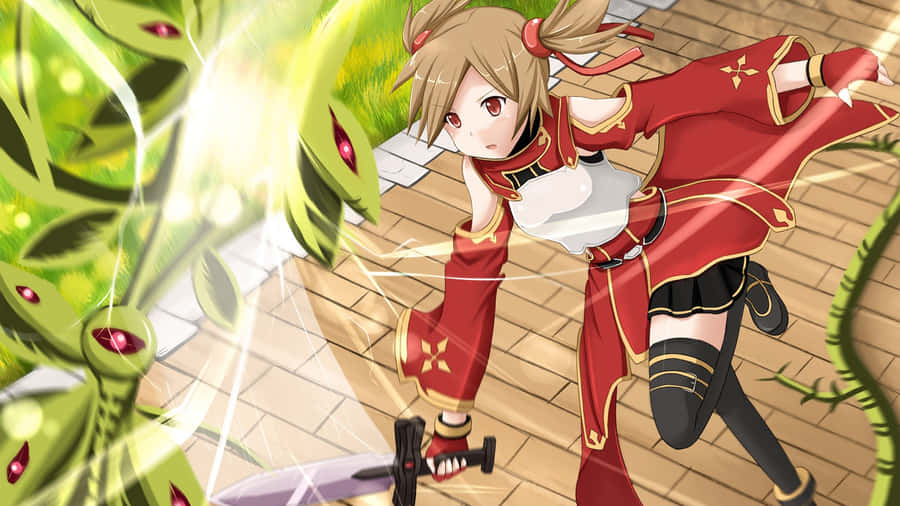 Silica From Sword Art Online In Action Wallpaper