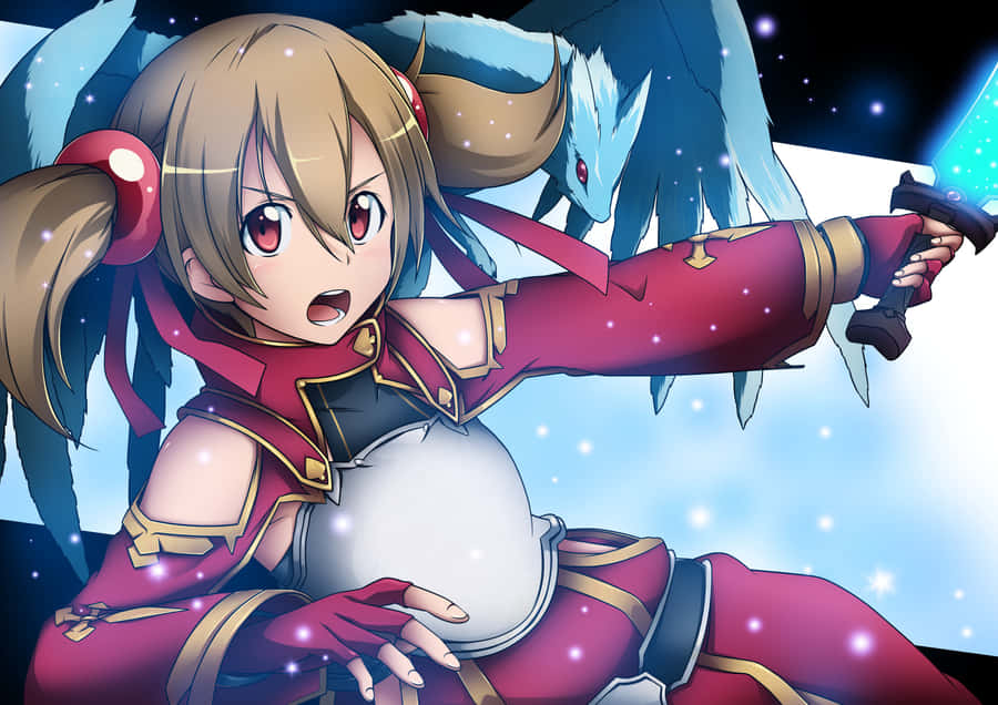 Silica From Sword Art Online With Her Loyal Companion Pina Wallpaper