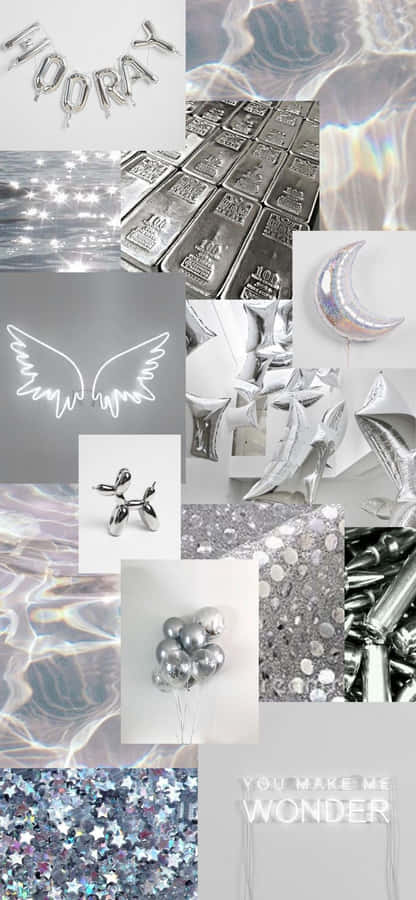 Silver Aesthetic Collage Wallpaper