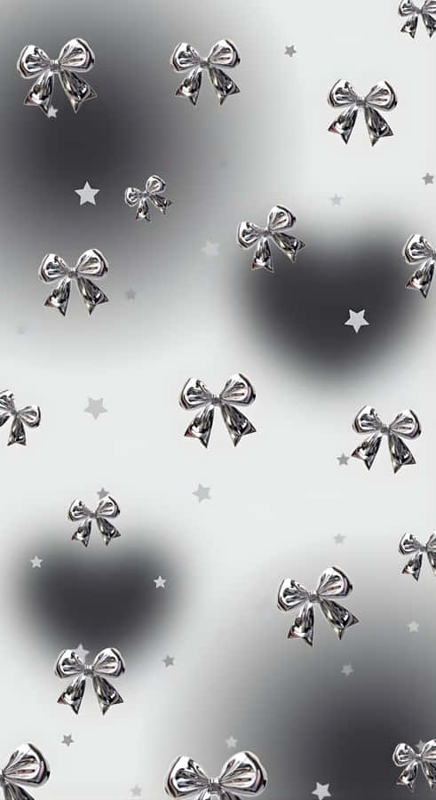 Silver Bows And Stars Wallpaper