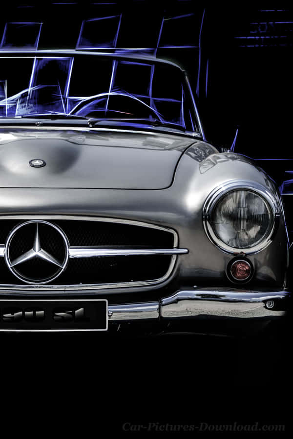 Silver Convertible Mercedes Classic Iphone Wallpaper