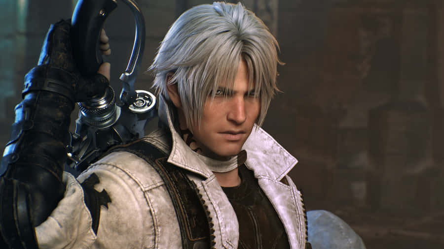 Silver Haired Warrior With Gunblade Wallpaper