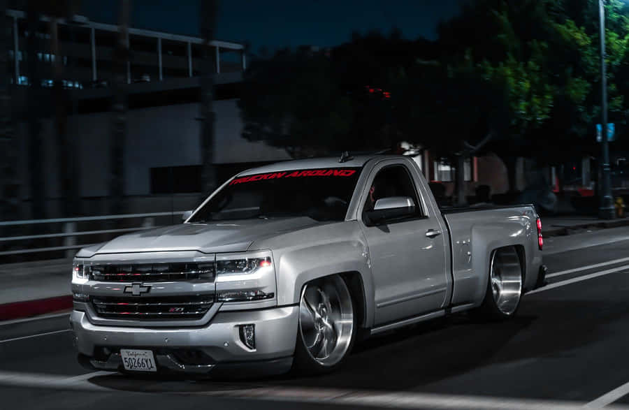 Silver_ Pickup_ Truck_ Night_ Cruise_ Trokiando_ Style.jpg Wallpaper
