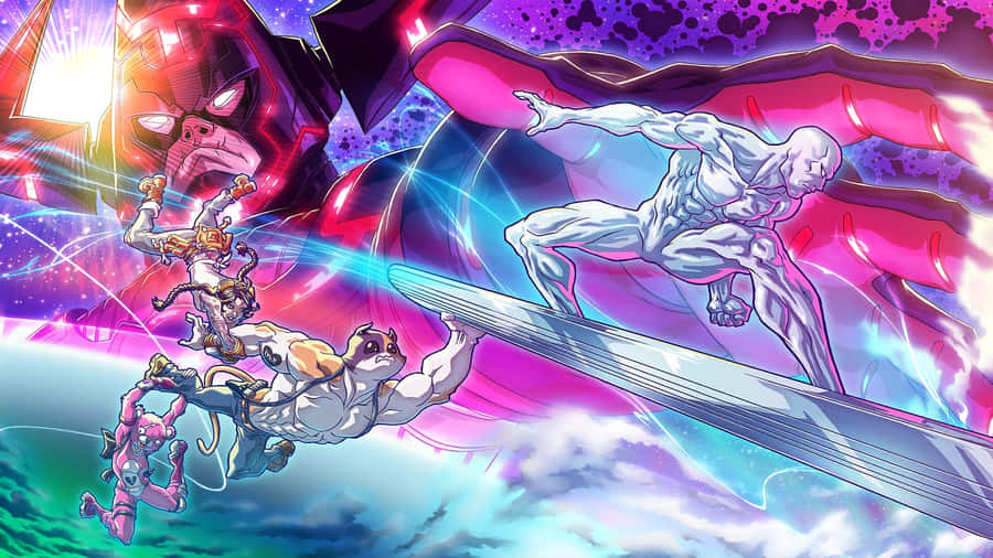 Silver Surfer Cosmic Battle Wallpaper