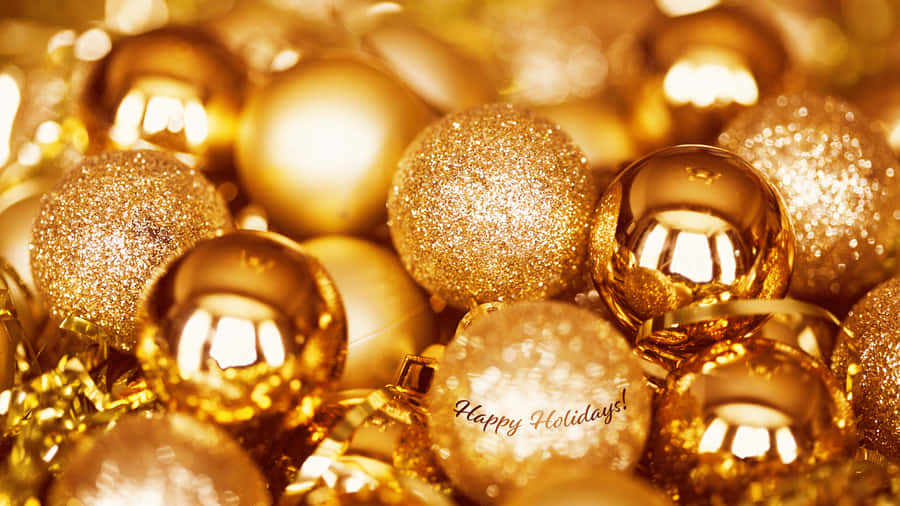 Simple Aesthetic Cute Christmas Golden Baubles Wallpaper