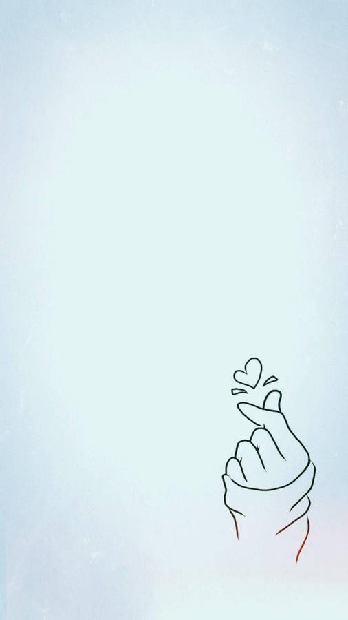 Simple Baby Blue Saranghae Finger Heart Wallpaper