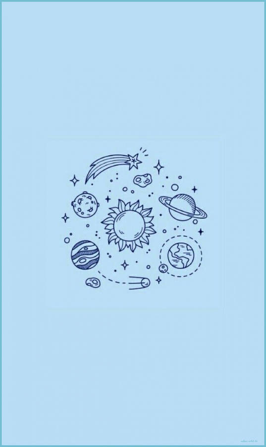 Simple Blue Aesthetic Solar System Wallpaper