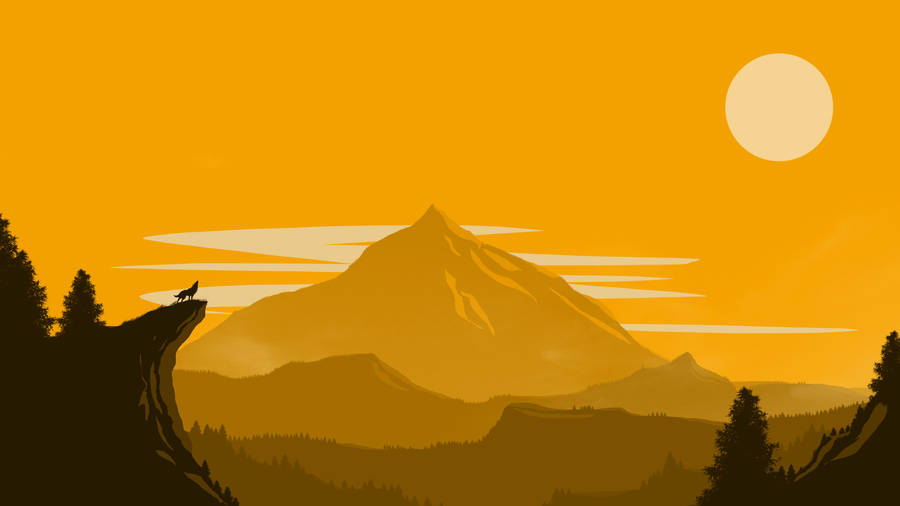 Simple Hd Mountain And Sun Wallpaper